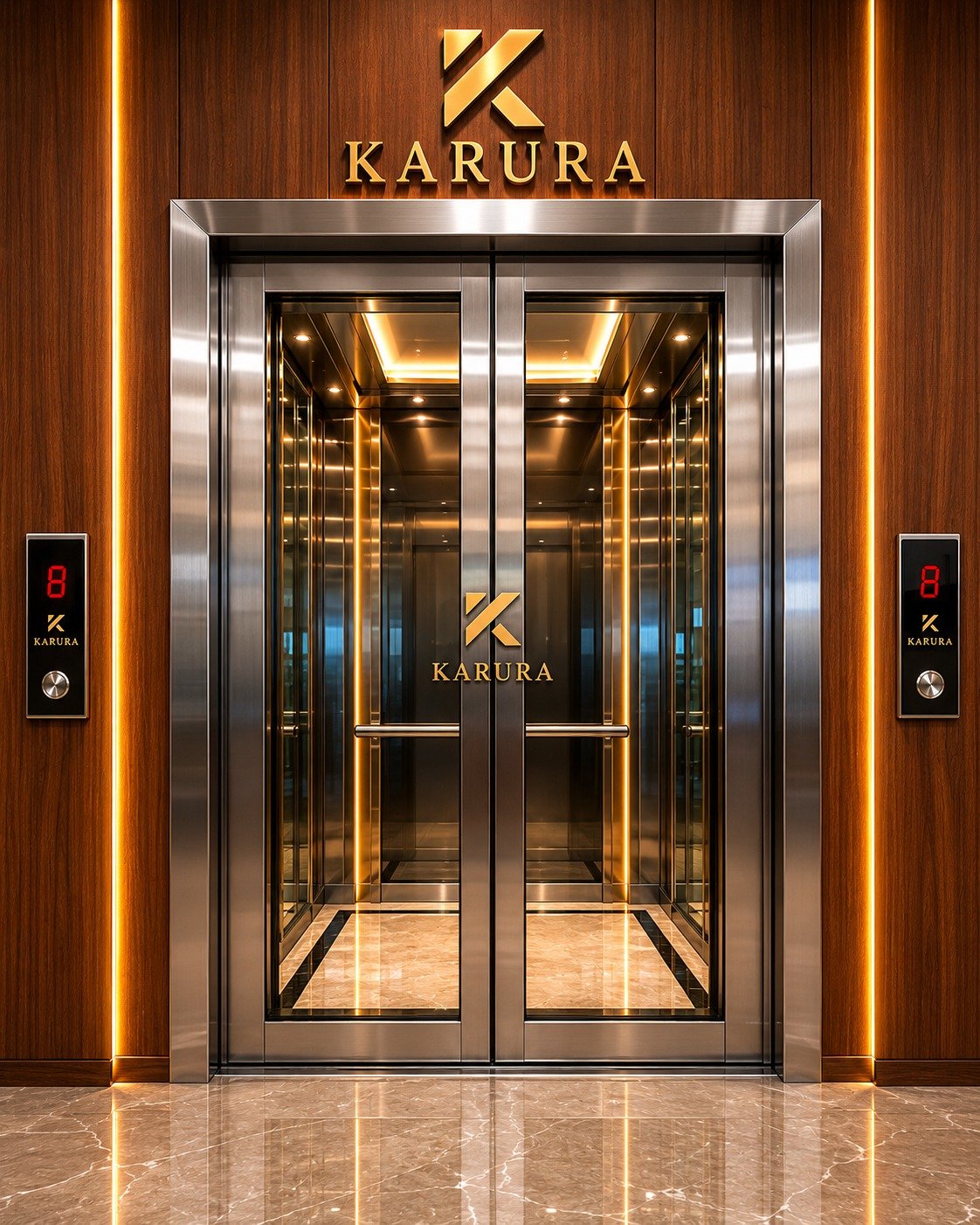 Karura Luxury Central Glass Elevator Cabin